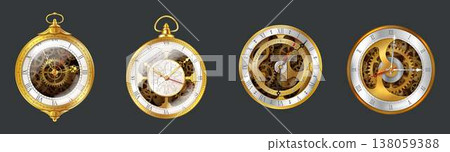 Steampunk Pocket Watches with Exposed Gears 138059388