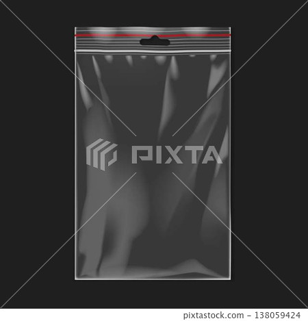 Transparent Plastic Bag on Dark Background 138059424