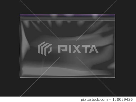 Transparent Plastic Zip Lock Bag on Dark Background 138059426