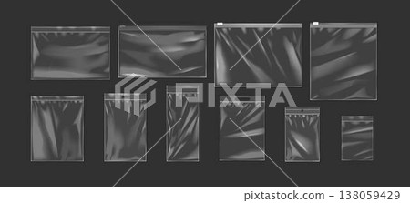 Set of Transparent Plastic Zipper Bags Set of Transparent Plastic Zipper Bags 138059429