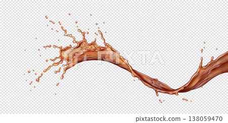 Dynamic Coffee Splash with Transparent Background 138059470