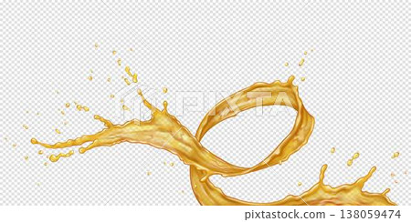 Dynamic Golden Liquid Splash on Transparent Background Dynamic Golden Liquid Splash on Transparent Background 138059474