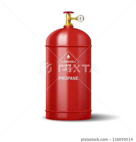 Red Propane Gas Cylinder on White Background Red Propane Gas Cylinder on White Background 138059514