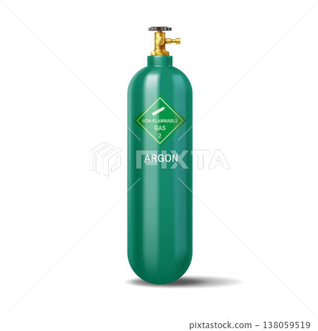 Illustration of Green Argon Gas Cylinder Illustration of Green Argon Gas Cylinder 138059519