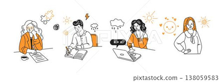 Illustrations of Diverse Work and Mood Expressions Illustrations of Diverse Work and Mood Expressions 138059583