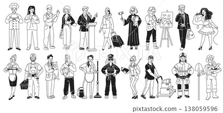 Illustration of Diverse Occupational Roles 138059596