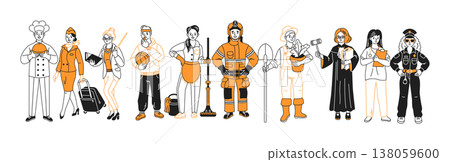 Illustration of Diverse Professional Careers Illustration of Diverse Professional Careers 138059600