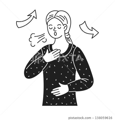 Female Breathing Exercise Illustration Female Breathing Exercise Illustration 138059616