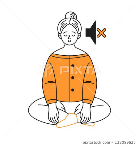 Mindful Meditation Silhouette in Orange Mindful Meditation Silhouette in Orange 138059625