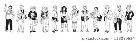 Diverse Group of Students in Casual Outfits Diverse Group of Students in Casual Outfits 138059634