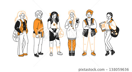 Stylish Young People in Trendy Outfits 138059636