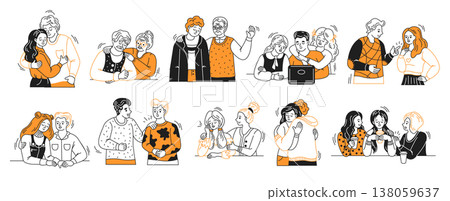 Illustration of Diverse People Interacting Cheerfully 138059637