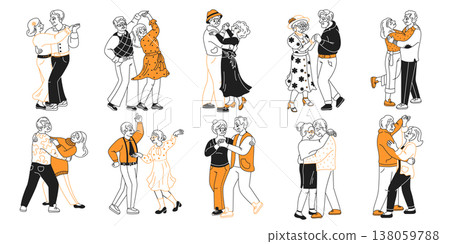 Joyful Elderly Couples Dancing Together 138059788