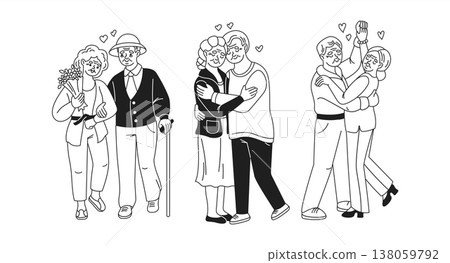 Joyful Elderly Couples in Love Sketch Joyful Elderly Couples in Love Sketch 138059792