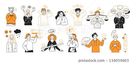 Diverse expressions of people handling emotions Diverse expressions of people handling emotions 138059803