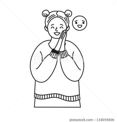Joyful Woman with Pigtails in Sweater 138059806