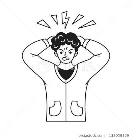 Frustrated Cartoon Character Clutching Head Frustrated Cartoon Character Clutching Head 138059809