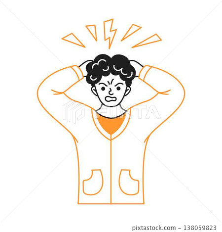 Frustrated Person Holding Head with Angry Expression Frustrated Person Holding Head with Angry Expression 138059823