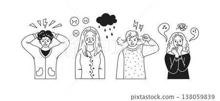 Diverse Emotions and Reactions Illustrated Diverse Emotions and Reactions Illustrated 138059839