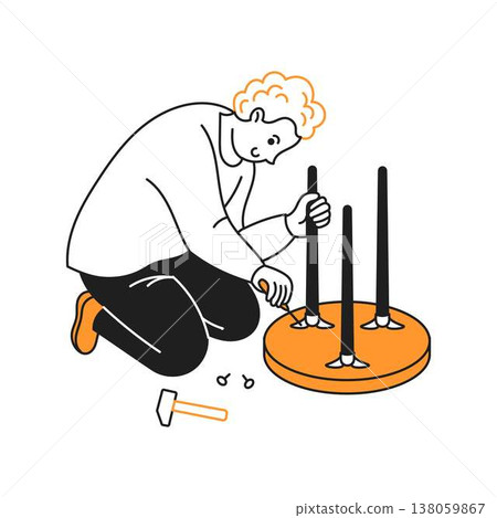 Person Assembling Furniture with Tools 138059867