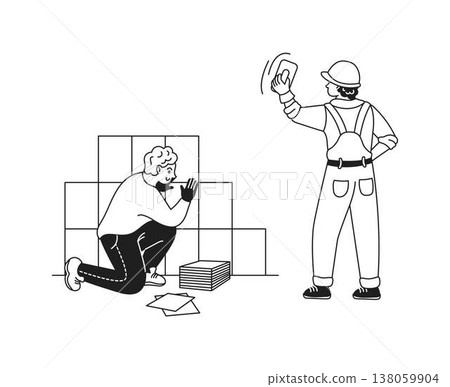 Cartoon Workers Planning Construction Cartoon Workers Planning Construction 138059904