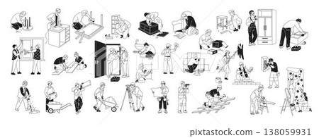 Home Improvement and DIY Activities People Illustrated 138059931