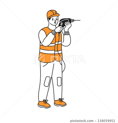 Construction Worker Holding Power Drill Construction Worker Holding Power Drill 138059952