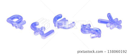 3D Lavender Currency Symbols on White Background 3D Lavender Currency Symbols on White Background 138060192