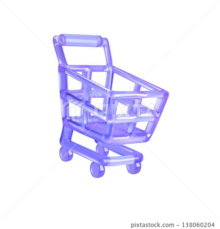 Purple Transparent Shopping Cart on White 138060204