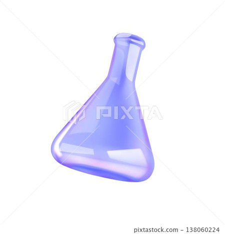Glossy 3D Blue Laboratory Flask Illustration 138060224