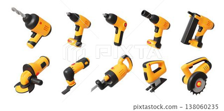 Collection of Realistic 3D Power Tools for Construction Collection of Realistic 3D Power Tools for Construction 138060235