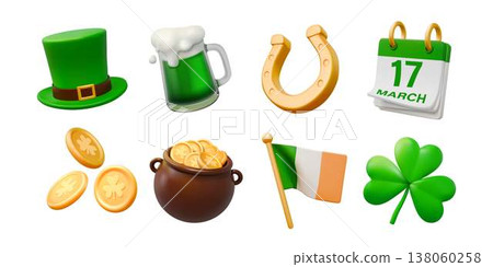 St Patricks Day Celebration Icons Set 138060258