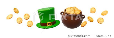 St Patricks Day Hat and Coin Illustration St Patricks Day Hat and Coin Illustration 138060263