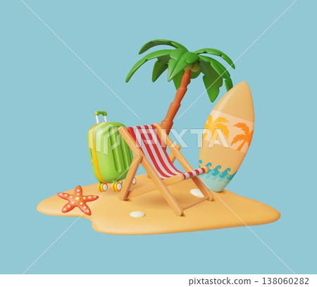 Beach Vacation Illustration with Sunny Elements Beach Vacation Illustration with Sunny Elements 138060282