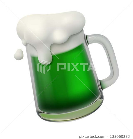 Green Beer Mug with Overflowing Foam Green Beer Mug with Overflowing Foam 138060283
