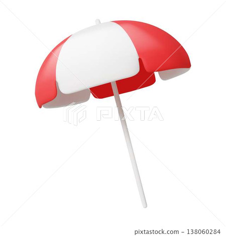 Red and White Beach Umbrella Illustration Red and White Beach Umbrella Illustration 138060284