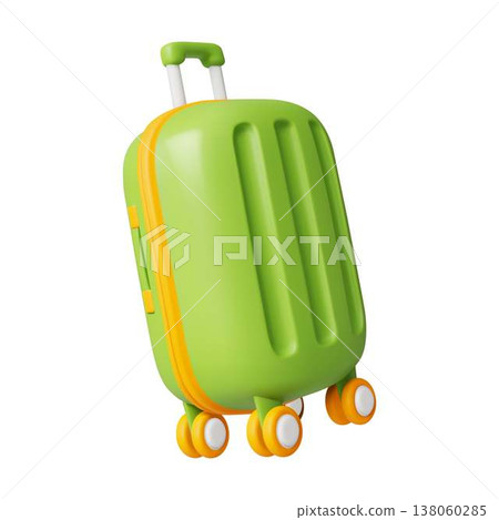 Vibrant green suitcase with orange accents Vibrant green suitcase with orange accents 138060285
