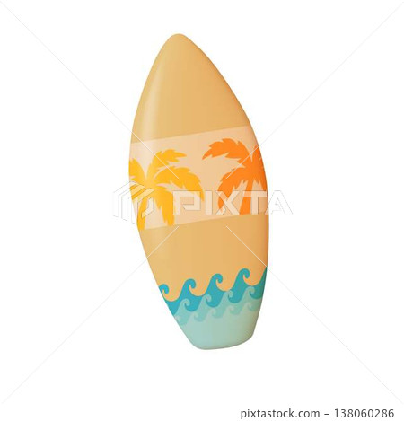 Colorful Surfboard With Tropical Design Colorful Surfboard With Tropical Design 138060286
