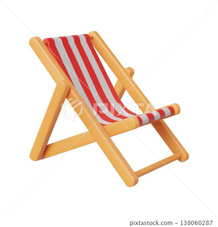 Colorful Striped Beach Chair Illustration Colorful Striped Beach Chair Illustration 138060287