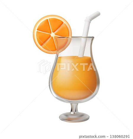 Refreshing Orange Juice with Slice and Straw Refreshing Orange Juice with Slice and Straw 138060291