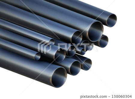 3D render of stacked steel pipes, professional industrial stainless metal tubes for construction, oil, gas, and plumbing engineering projects isolated on a white background design 3D render of stacked steel pipes, professional industrial stainless metal tubes for construction, oil, gas, and plumbing engineering projects isolated on a white background design 138060304