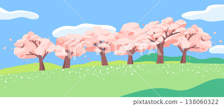 Minimal cherry blossom tree in spring 138060322
