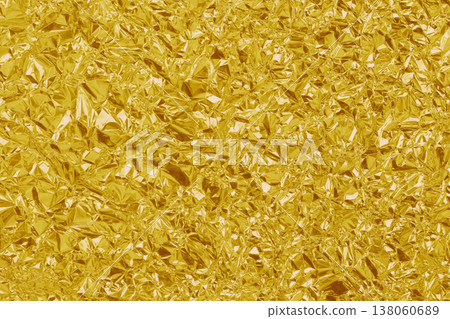 Gold foil leaf shiny texture, abstract yellow wrapping paper for background and design art work. 138060689