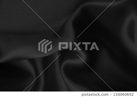 Black fabric cloth texture for background and design art work, beautiful crumpled pattern of silk or linen. 138060692