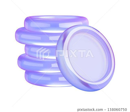 3D Purple Glossy Coin Stack 3D Purple Glossy Coin Stack 138060750