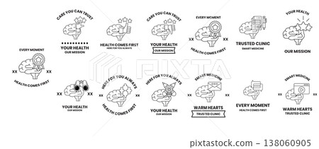 Hand-drawn circular icons with motivational phrases Hand-drawn circular icons with motivational phrases 138060905