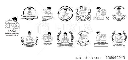 Monochrome icons show doctors at work 138060943