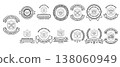 Black ink seals and emblems form a cohesive collection 138060949