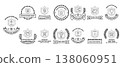 Monochrome emblems display classic crest designs 138060951