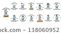 Cartoon characters with shopping carts smile cheerfully 138060952